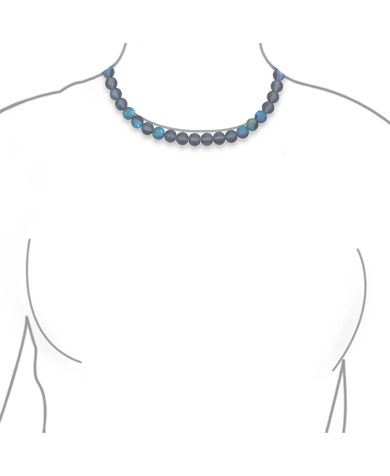 Bling Jewelry Plain Simple Changing Transcalent Created Synthetic Moonstone Round 10MM Bead Strand Necklace Silver Plated Clasp