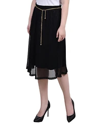 Ny Collection Petite Plisse Metallic Belt Lurex Mesh Skirt