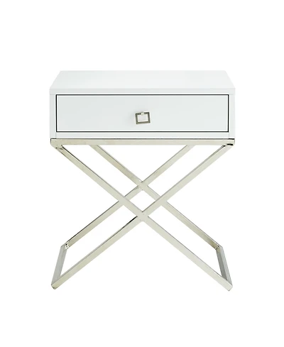 Inspired Home Laila Mdf Lacquer-Finish X-Metal Leg Side Table