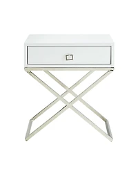Inspired Home Laila Mdf Lacquer-Finish X-Metal Leg Side Table