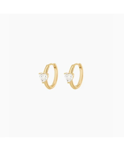 Bearfruit Jewelry Sterling Silver 18k Gold Plated Annette Heart Crystal Huggies