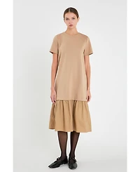 Women's Mixed Media Tee Midi Dress