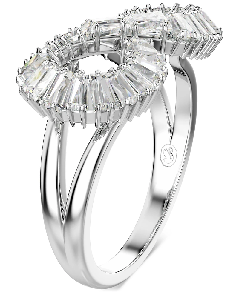 Swarovski Rhodium-Plated Baguette Crystal Infinity Statement Ring