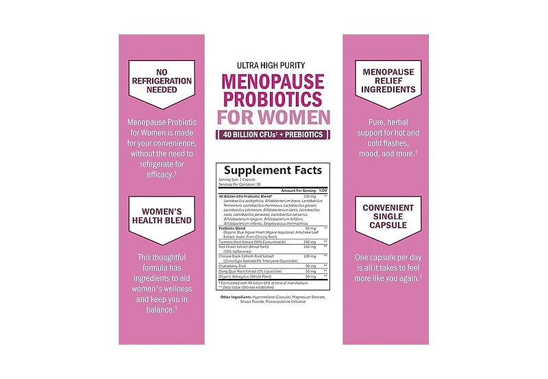 Menopause Support Probiotics - Hot Flashes, Night Sweats, Mood Swings
