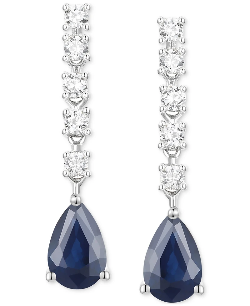 Emerald (3/4 ct. t.w.) & Diamond (1/5 ct. t.w.) Chain Pear Drop Earrings in 14k Gold (Also in Ruby & Sapphire)