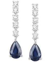 Emerald (3/4 ct. t.w.) & Diamond (1/5 ct. t.w.) Chain Pear Drop Earrings in 14k Gold (Also in Ruby & Sapphire)