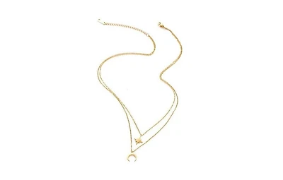 Moon and Star Layered Necklace