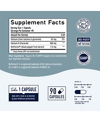 Calcium D-Glucarate Capsules, Cdg for Liver Detox & Cleanse, Metabolism, Hormone Balance, & Menopause Support, SMNutrition, 90ct