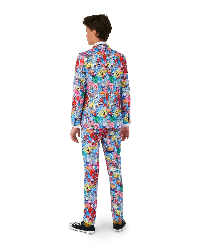 OppoSuits Big Boys SpongeBob Frenzy Slim Fit Suit Set Including Blazer, Pants and Clip-On-Tie