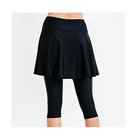 Calypsa Women's Flared Swim Skort With Capri Leggings