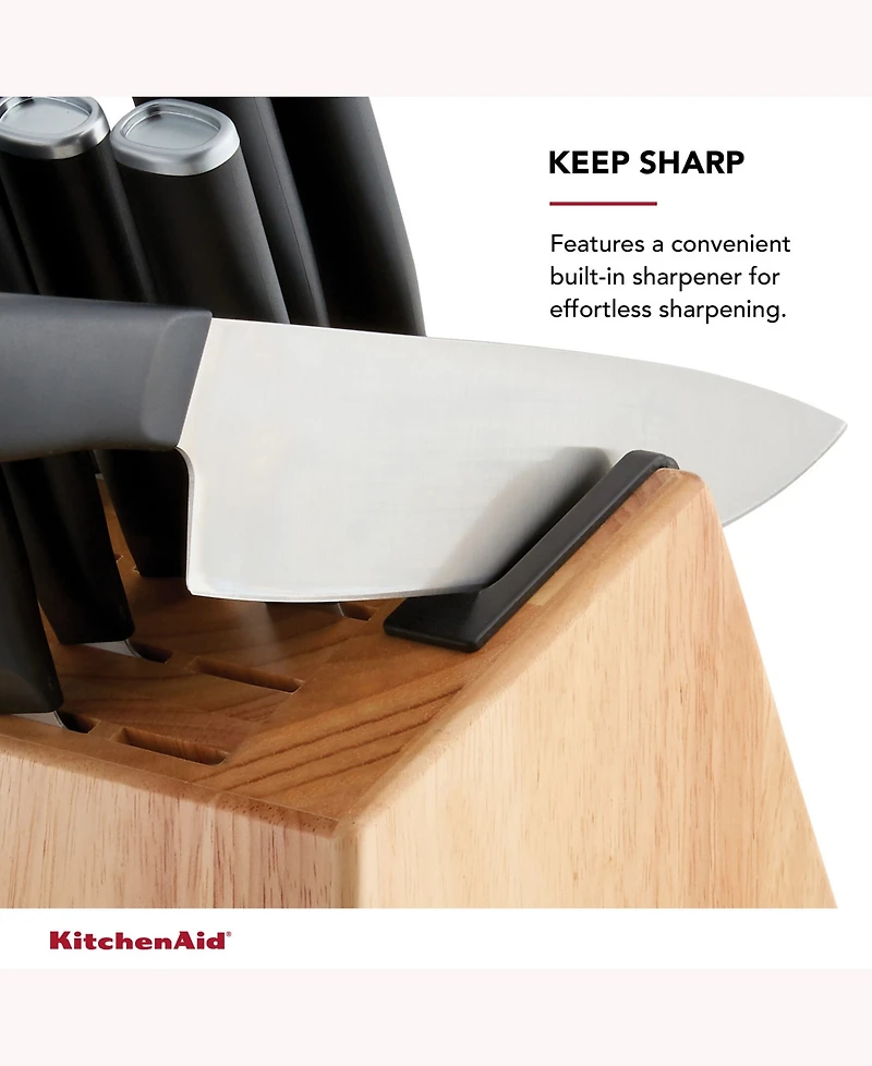 KitchenAid Japanese Steel Classic 12 Piece Knife Block Set with Built in Knife Sharpener