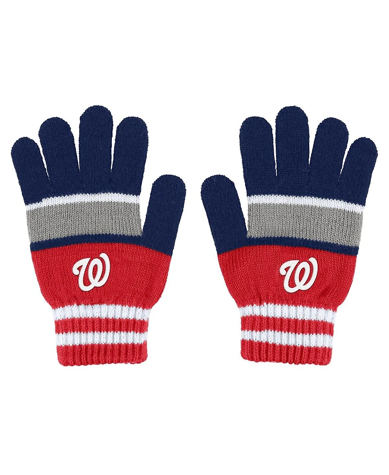 Women's Wear by Erin Andrews Washington Nationals Stripe Glove and Scarf Set