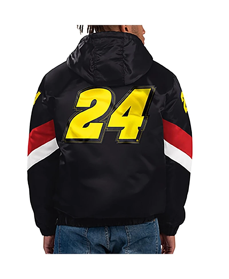 Men's Starter Black Jeff Gordon Home Team Satin Half-Zip Hoodie Jacket