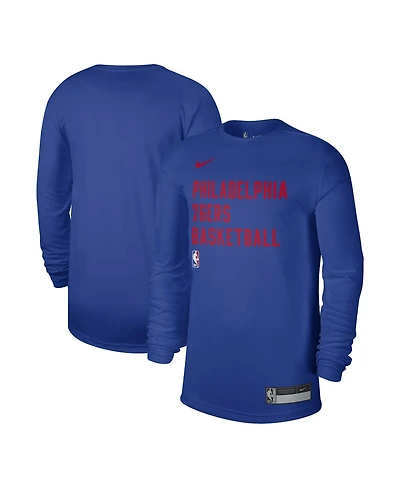 Men's and Women's Nike Royal Philadelphia 76ers 2023/24 Legend On-Court Practice Long Sleeve T-shirt