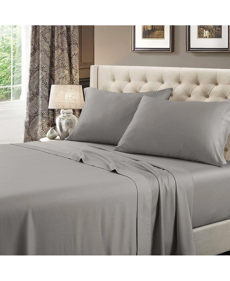 Low Profile (6-10 inches) 608 Soft Cotton Sateen Sheet Set Usa, King