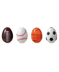 Glitzhome 48 Pack 2.25" H Easter Plastic Fillable Sports Eggs, 12 of Each Basketball, Football, Baseball, Soccer