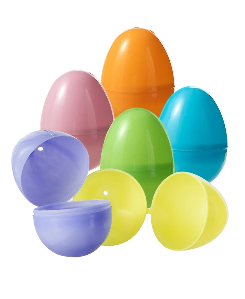 Glitzhome 90 Pack 2.25" H Easter Plastic Fillable Eggs in 6 Colors, 15 of Each