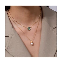 Two Layer Necklace With Abalone Pendant And Pearl Pendant