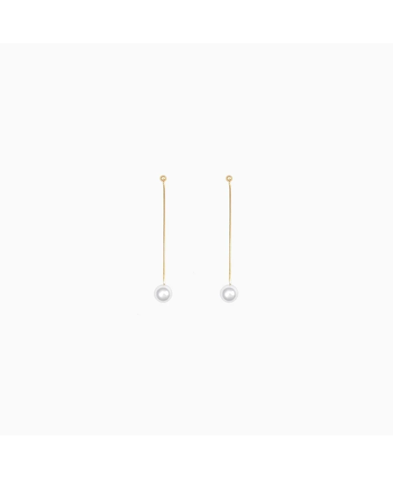Sterling Silver 18k Gold Plated Dangled Pearl Drop Earrings