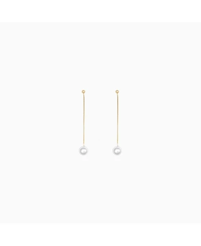 Sterling Silver 18k Gold Plated Dangled Pearl Drop Earrings