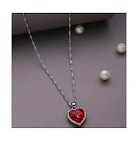 Sohi Women's Red Heart Stone Pendant Necklace