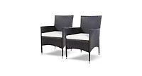 Set of 2 Rattan Patio Cushioned Chairs