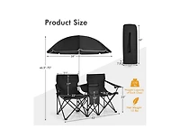 Portable Folding Picnic Double Chair with Umbrella