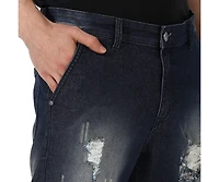 Campus Sutra Men's Ripped Dark-Wash Denim Jeans