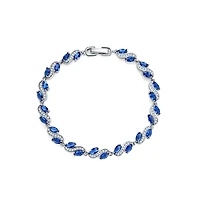 Hollywood Sensation Cubic Zirconia Tennis Bracelet with Marquise Sapphire Color Cubic Zirconia and Cubic Zirconia