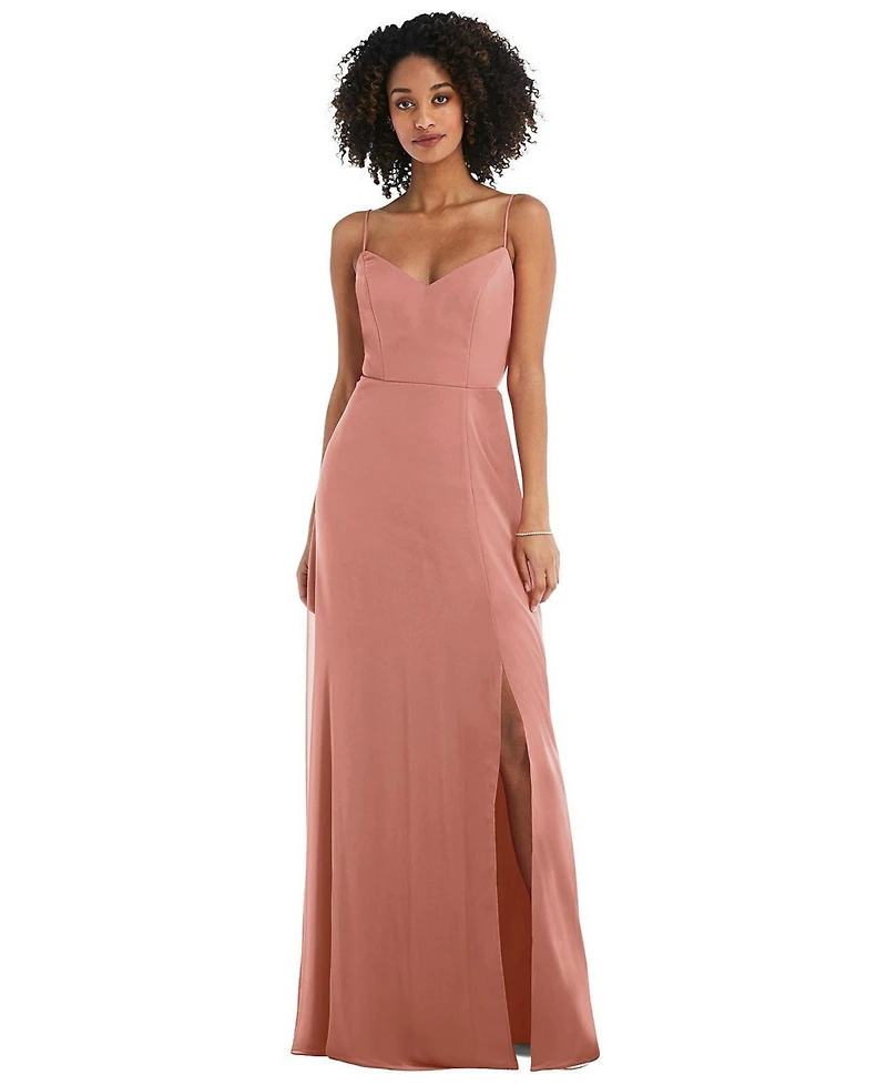 Women's Tie-Back Cutout Maxi Dress with Front Slit