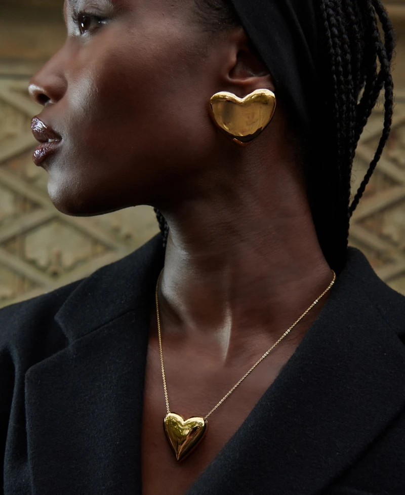 Oma The Label Vintage Heart Statement Stud Earrings