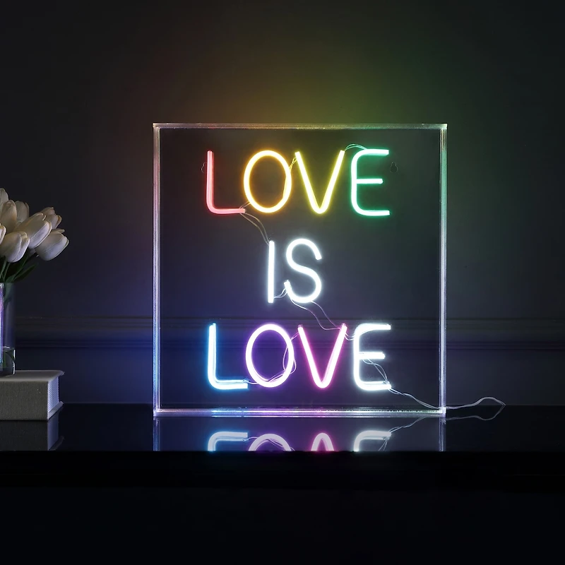 Love Is Love Square Contemporary Glam Acrylic Box Usb Operated Led Neon Light