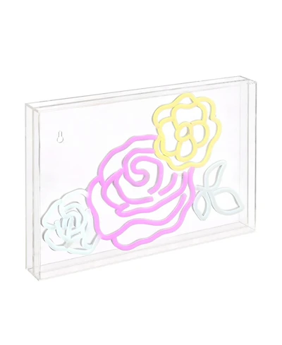Jonathan Y Crowd Of Roses Contemporary Glam Acrylic Box Usb Operated Led Neon Light