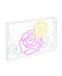 Jonathan Y Crowd Of Roses Contemporary Glam Acrylic Box Usb Operated Led Neon Light