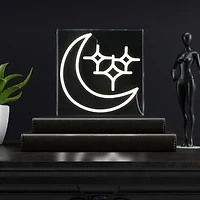 Jonathan Y Starry Crescent Square Contemporary Glam Acrylic Box Usb Operated Led Neon Light