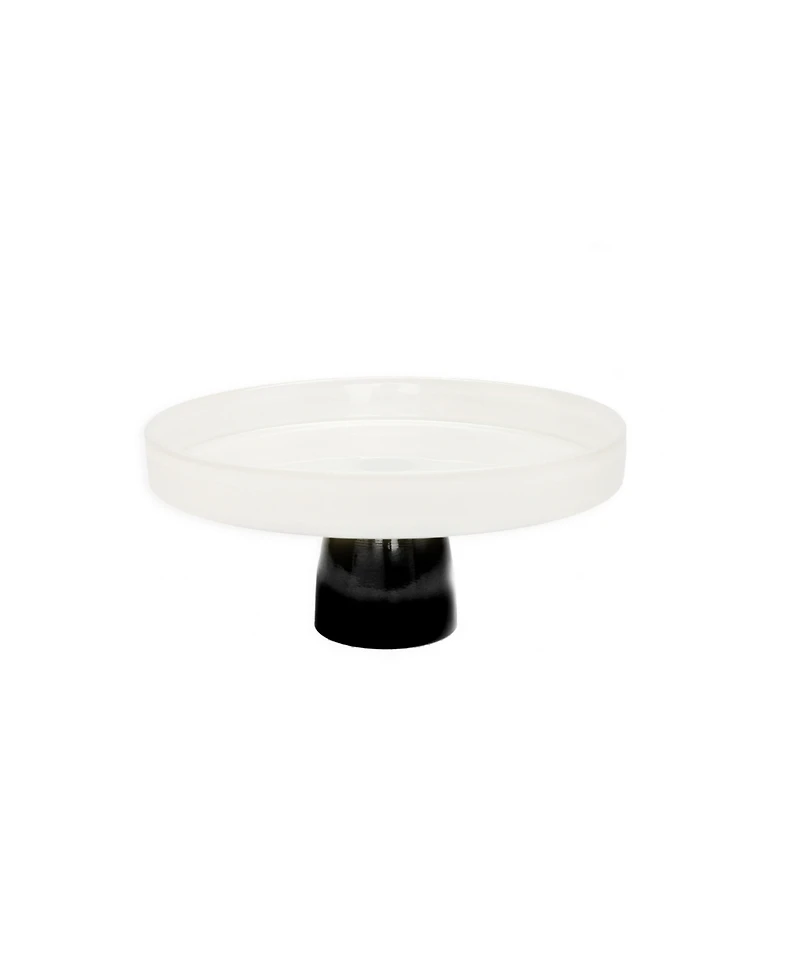 Classic Touch Glass Cake Plate on Black Stem, 9.5" D