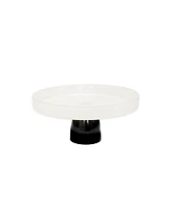 Classic Touch Glass Cake Plate on Black Stem, 9.5" D