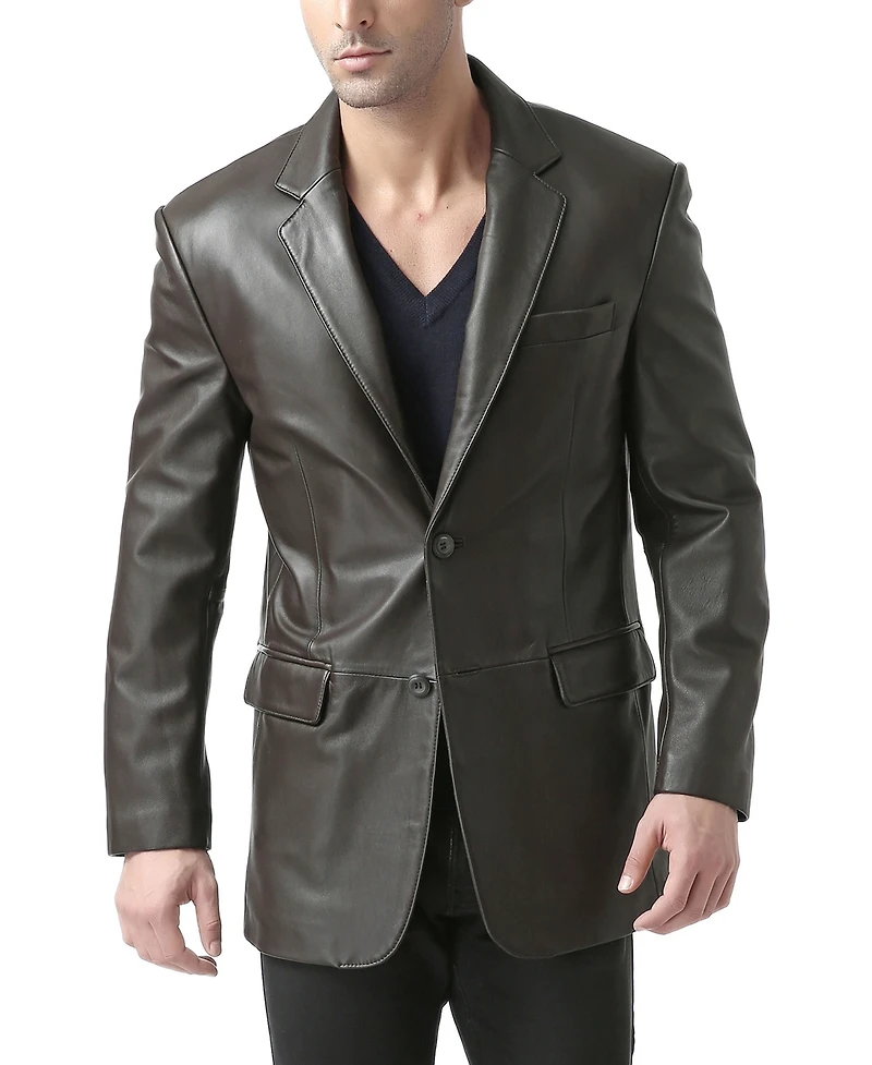 Bgsd Men Classic Two-Button Leather Blazer - Big and Tall