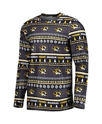 Men's Concepts Sport Black Missouri Tigers Swivel Long Sleeve T-shirt and Pants Sleep Set