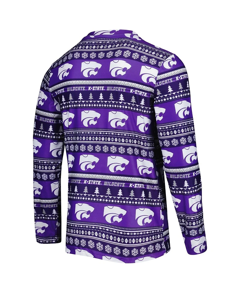 Men's Concepts Sport Purple Kansas State Wildcats Swivel Long Sleeve T-shirt and Pants Sleep Set