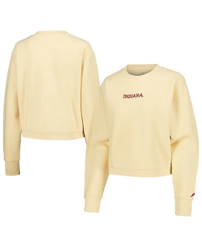 Women's League Collegiate Wear Cream Indiana Hoosiers Timber Cropped Pullover Sweatshirt