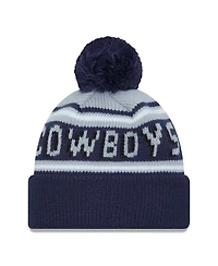 Big Boys and Girls New Era Gray, Navy Dallas Cowboys Main Cuffed Knit Hat with Pom