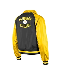 Women's New Era Black Pittsburgh Steelers Coaches Raglan Full-Snap Jacket