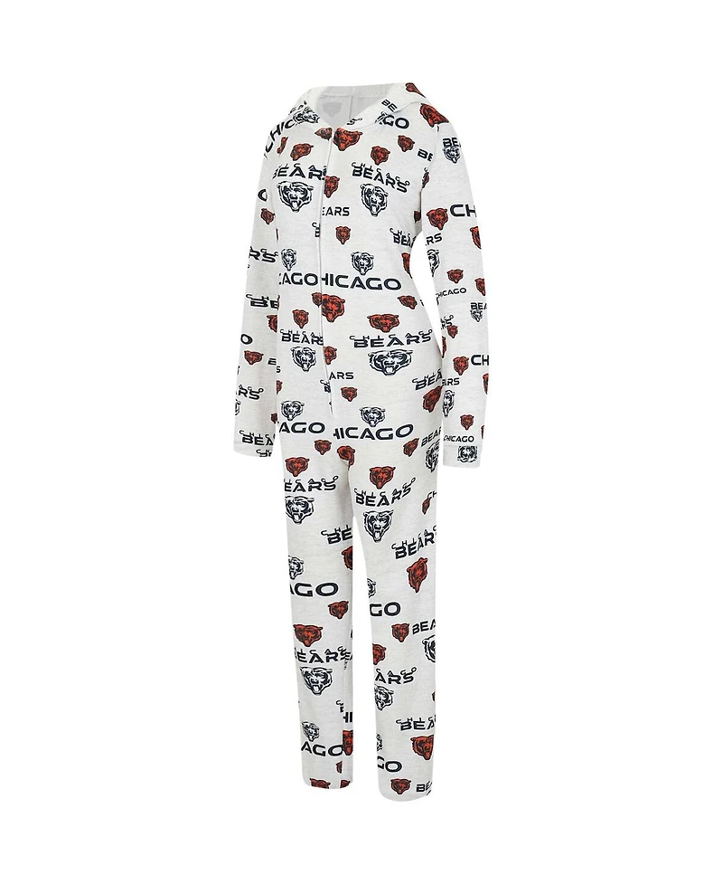 Women's Concepts Sport Cream Chicago Bears Docket Hoodie Full-Zip Union Suit