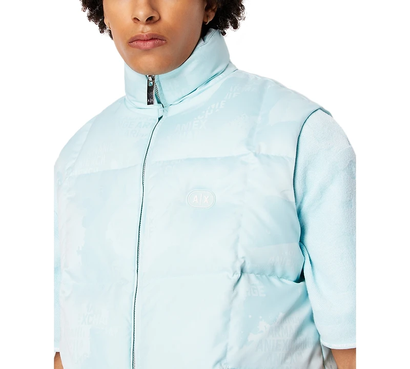 A|X Armani Exchange Men's Camo Printed Zip Front Puffer Vest