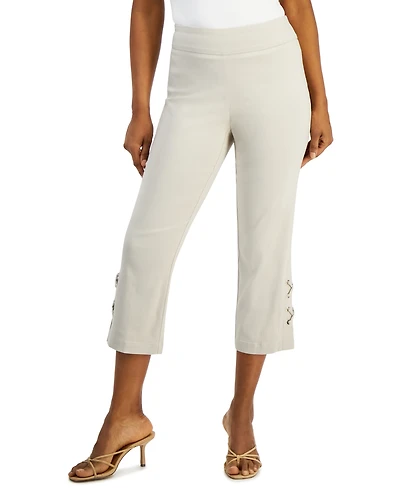 Jm Collection Women's Side Lace-Up Pull-On Capri Pants, Created for Macy's