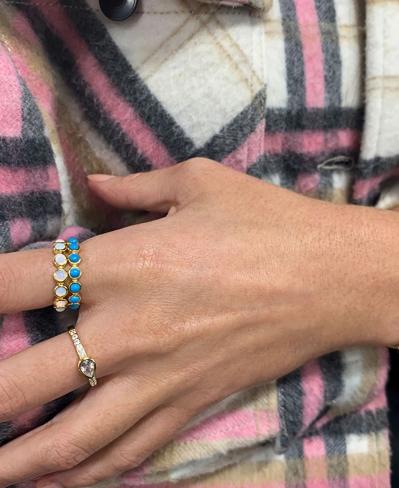 Adornia 14k Gold-Plated Bezeled Stone Eternity Ring