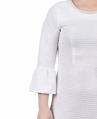 Ny Collection Petite 3/4 Length Imitation Pearl Detail Dress