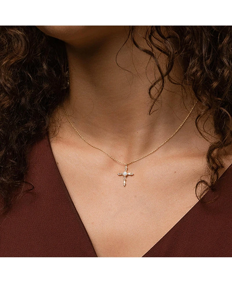Opal Cross Necklace – Minimalist Summer Jewelry, Trending for Summer