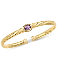 Amethyst (3/4 ct. t.w.) & White Topaz (1/6 ct. t.w.) Tubogas Bangle Bracelet in 14k Gold-Plated Sterling Silver